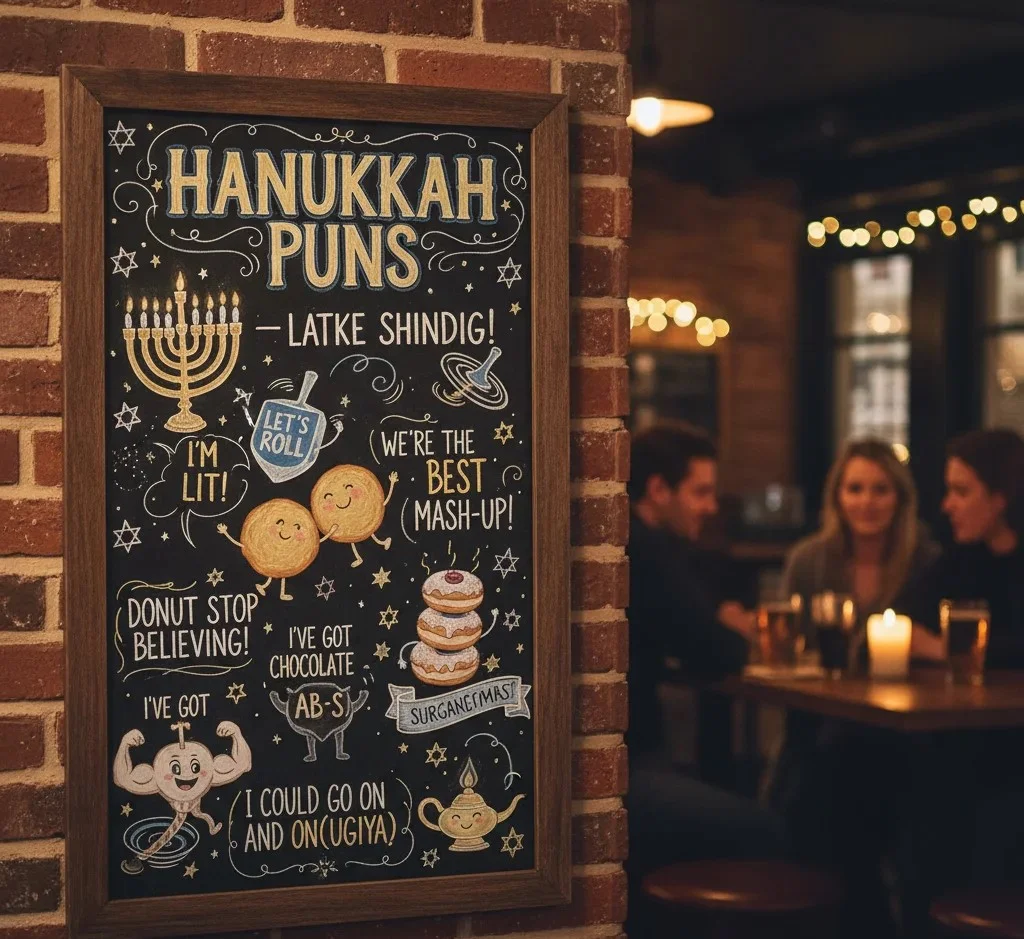 You are currently viewing 255+ Hanukkah Puns That’ll Light Up Your Festival — Funny Dreidel Jokes, Latke Laughs & Punny Holiday Wordplay!