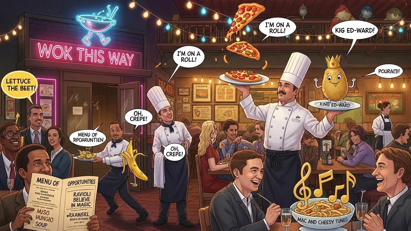 You are currently viewing 275+ Hilarious Restaurant Puns Food, Drinks & Delicious Laughter