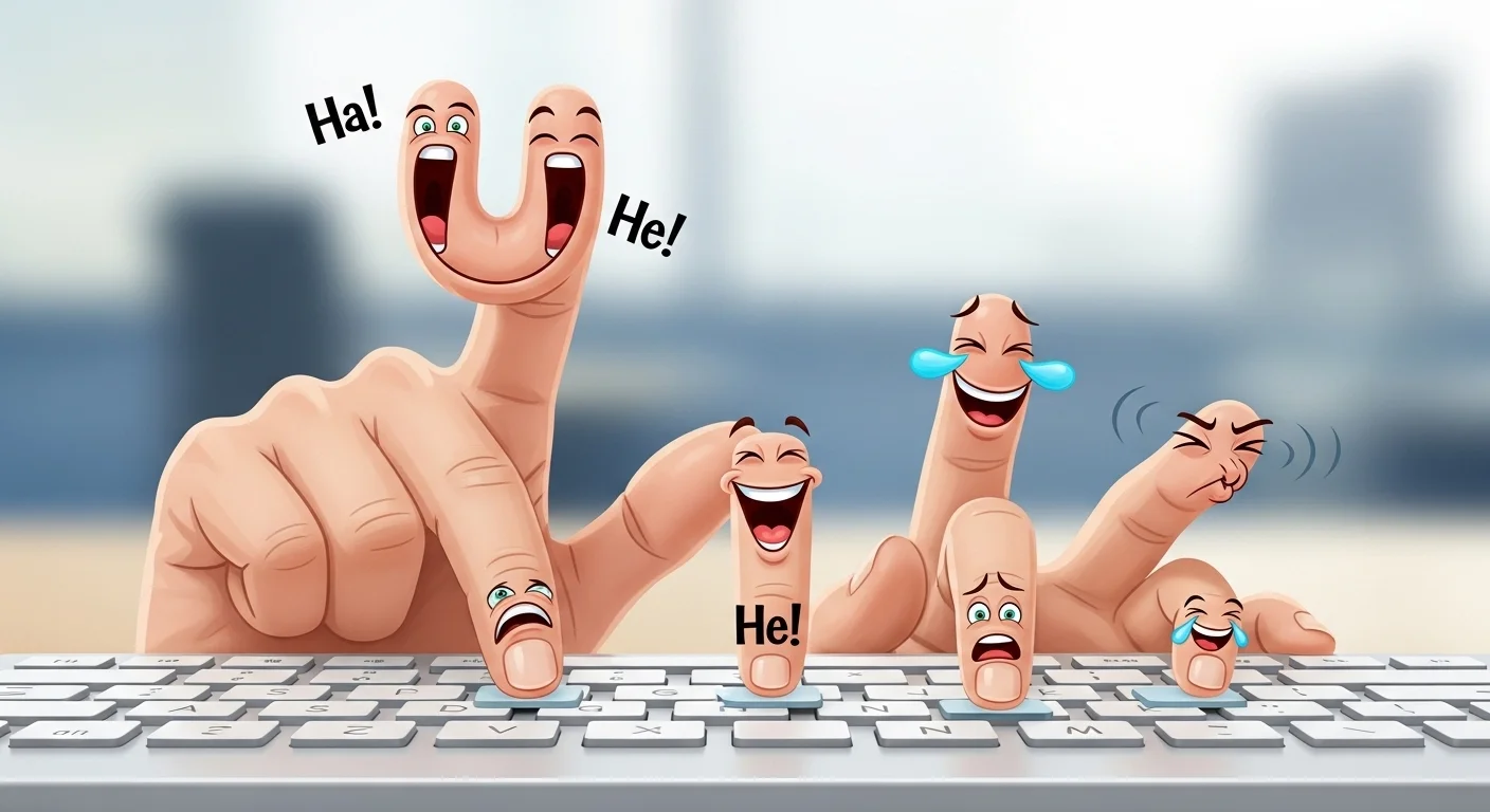 Finger work puns that type out laughter