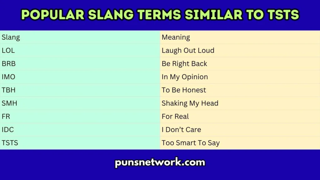Popular Slang Terms Similar to TSTS